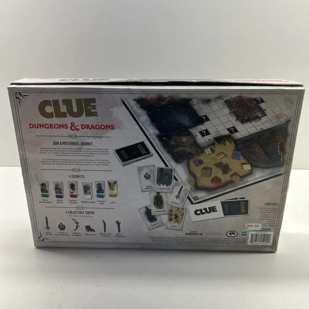 Dungeons & Dragons Clue Board Game‎ Complete D&D Hasbro 2019 Complete